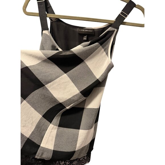 Lane Bryant Black & White Checkered Tank Top With Lace Hem Size 14W  Blouse. NWT - Picture 10 of 12